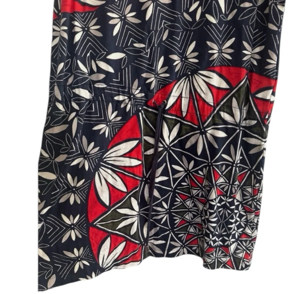 TORY BURCH Acoma Pottery Pima Cotton Drawstring Mini Dress Size Small — TEMPTING